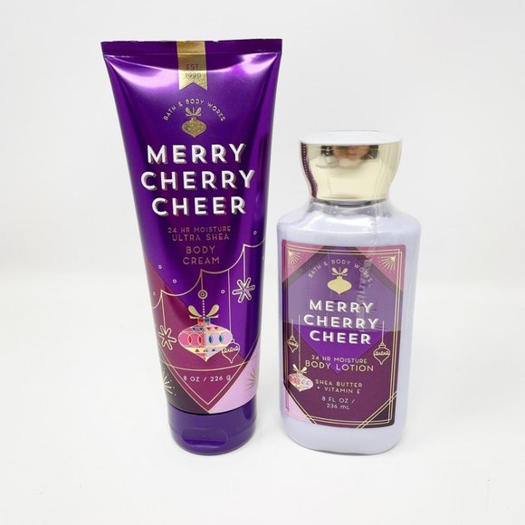 Set 2 - Bath & Body Works MERRY CHERRY CHEER Ultra Shea Body Cream & Lot… - Picture 1 of 5